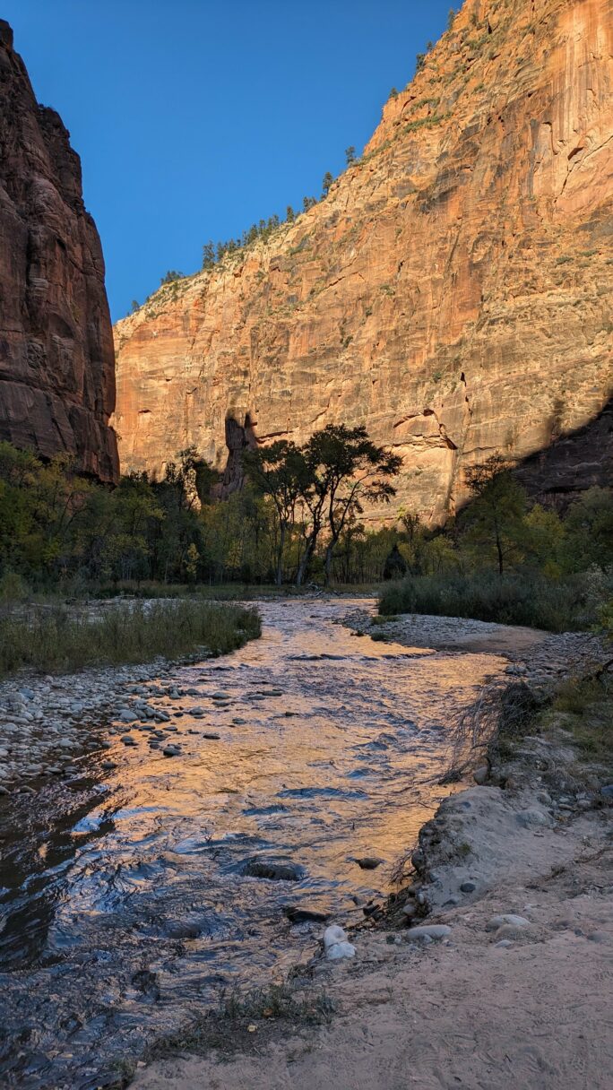 Vue sur la Virgin River de Zion