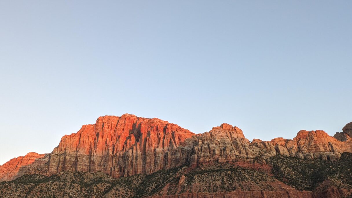 Les roches de Zion au soleil couchant