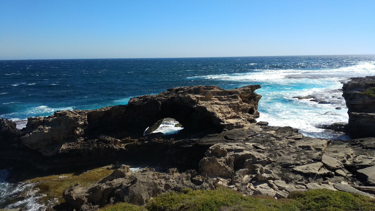 Cape Vlamingh. Ici les vagues se fracassent contre les roches à l'extrémité de l'île.