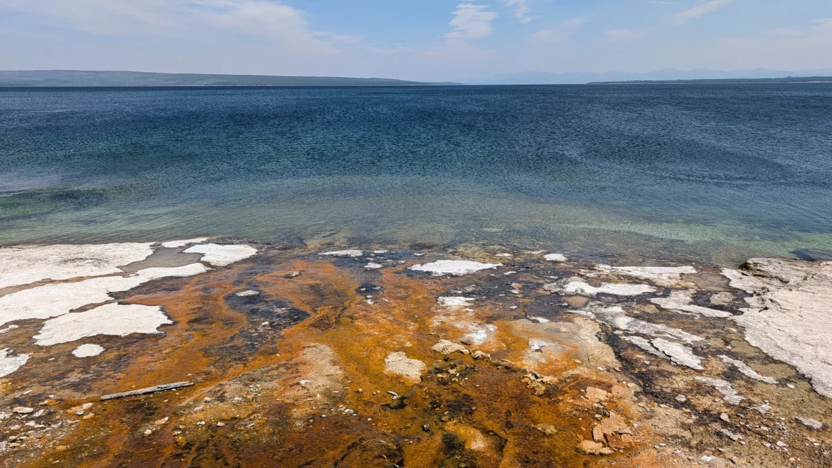 Geyser de West Thumb devant le lac