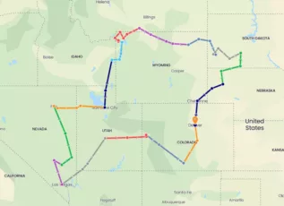 La carte de l'itinéraire complet de notre road trip aux USA en 2026